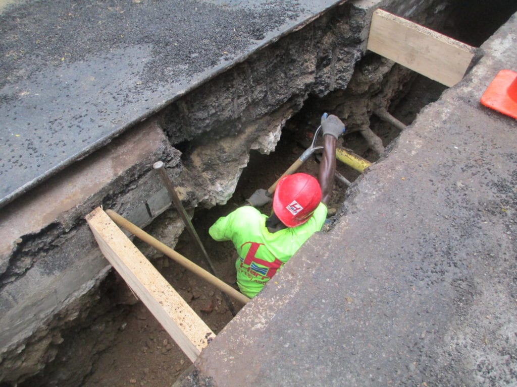 Installing shoring for safe work conditions
