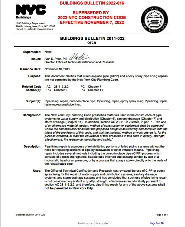 Install sewer pipe liner