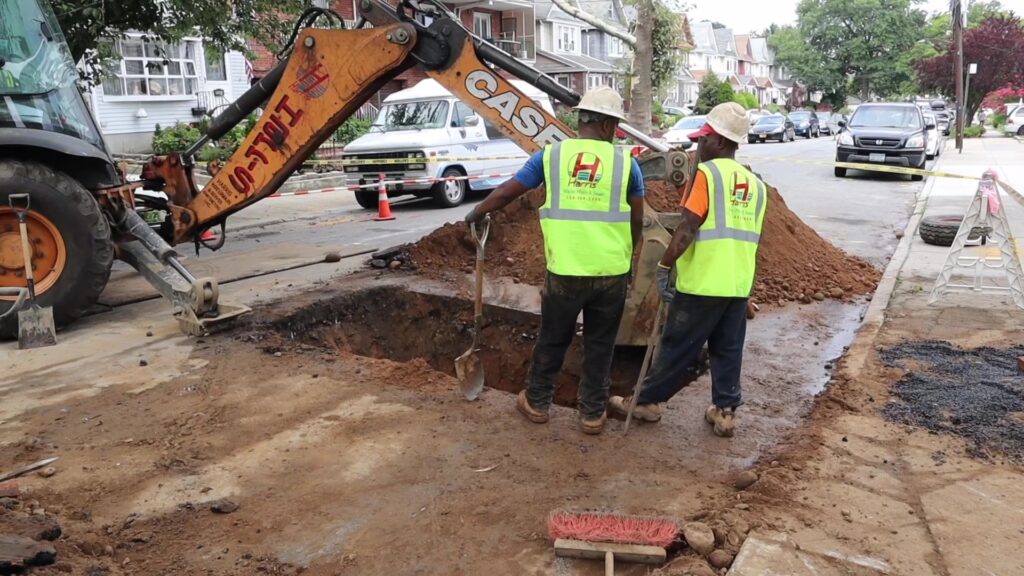 Sewer line replacement project in Queens NY residential property