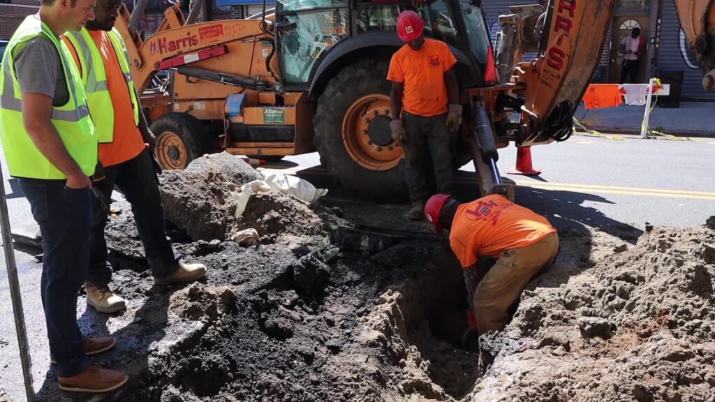 Sewer line replacement project in Queens NY residential property